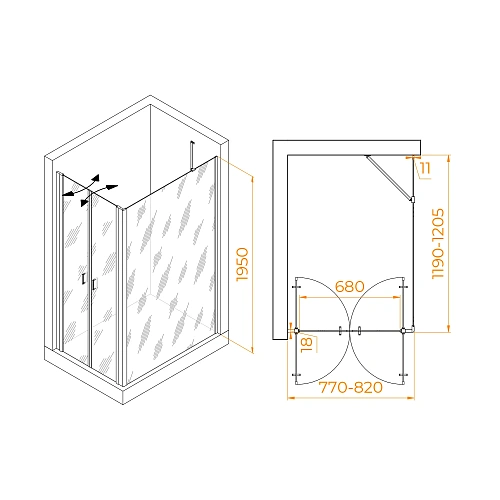Душевой уголок RGW PA-144 (PA-104+Z-050-2+O-204) 800x1200 мм 060814482-11 хром Easy Clean Душевой уголок RGW PA-144 (PA-104+Z-050-2+O-204) 800x1200 мм 060814482-11 хром Easy Clean