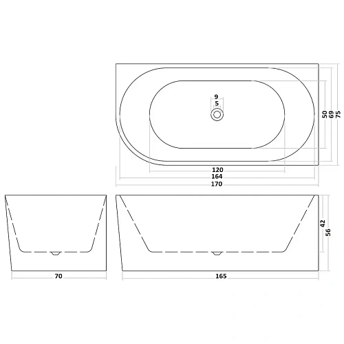 Акриловая ванна Ceruttispa AMI R CT10091 1700x750x560 приставная Акриловая ванна Ceruttispa AMI R CT10091 1700x750x560 приставная