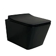Унитаз подвесной CeramaLux 5170 МВ черный матовый с крышкой микролифт Унитаз подвесной CeramaLux 5170 МВ черный матовый с крышкой микролифт