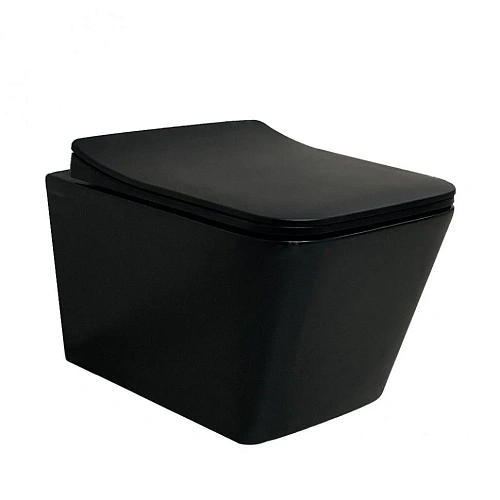Унитаз подвесной CeramaLux 5170 МВ черный матовый с крышкой микролифт Унитаз подвесной CeramaLux 5170 МВ черный матовый с крышкой микролифт