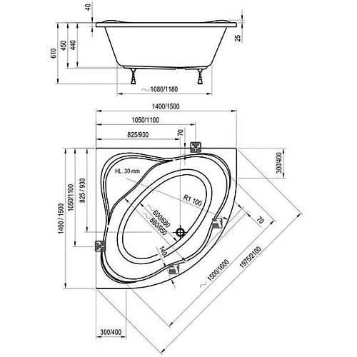 Акриловая ванна Ravak New Day 140x140 без гидромассажа C651000000 Акриловая ванна Ravak New Day 140x140 без гидромассажа C651000000