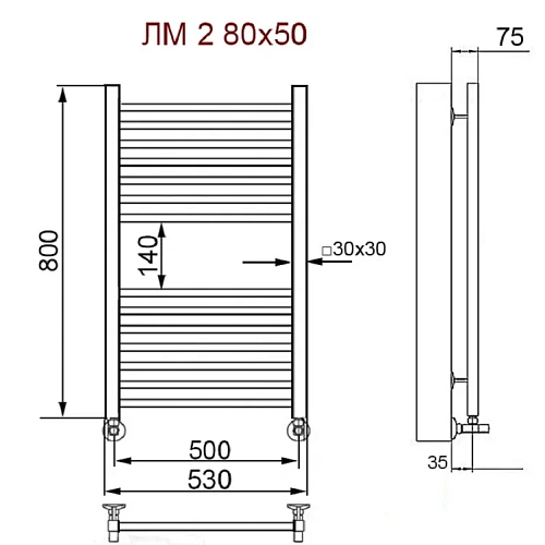 Полотенцесушитель водяной Ника MODERN ЛМ-2 80/50 RAL9016 белый матовый с вентилями (комплект люкс) Полотенцесушитель водяной Ника MODERN ЛМ-2 80/50 RAL9016 белый матовый с вентилями (комплект люкс)