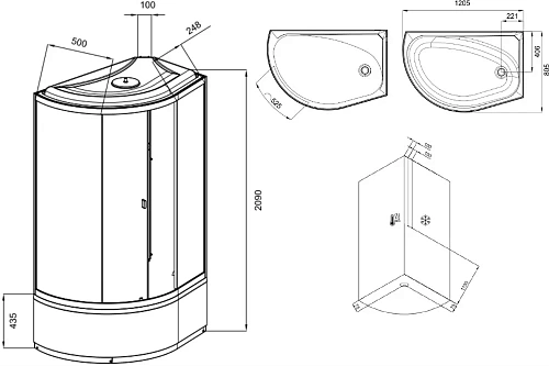 Душевая кабина STWORKI Стокгольм by Damixa Стокгольм HWSC-302RА-12080BT 120x80, правая 565264 Душевая кабина STWORKI Стокгольм by Damixa Стокгольм HWSC-302RА-12080BT 120x80, правая 565264