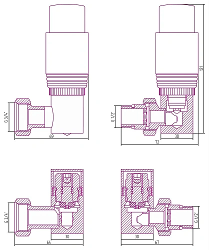 Терморегулятор Сунержа 3D правый G 1/2 НР х G 3/4 НГ (набор) 03-1422-0000 Золото Терморегулятор Сунержа 3D правый G 1/2 НР х G 3/4 НГ (набор) 03-1422-0000 Золото