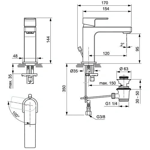 Смеситель для раковины Ideal Standard EDGE A7102AA Смеситель для раковины Ideal Standard EDGE A7102AA