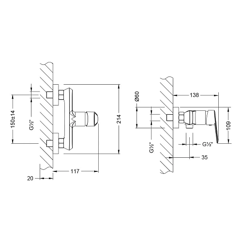 Смеситель для душа Lemark Point LM0303C, хром Смеситель для душа Lemark Point LM0303C, хром