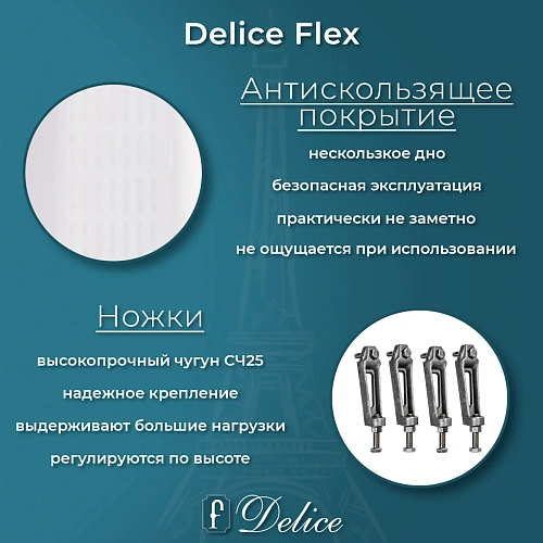 Ванна чугунная Delice Flex 170х80 с антискользящим покрытием DLR230631-AS Ванна чугунная Delice Flex 170х80 с антискользящим покрытием DLR230631-AS