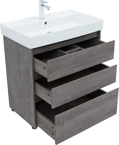 Тумба под раковину Aquanet Nova Lite 75 дуб рошелье (3 ящика) 00302473 Тумба под раковину Aquanet Nova Lite 75 дуб рошелье (3 ящика) 00302473