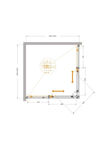 Душевой уголок CEZARES PLANE-A-2-100-C-GM 100x100 см Душевой уголок CEZARES PLANE-A-2-100-C-GM 100x100 см