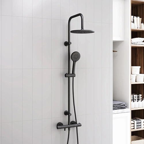 Душевая система Dorff Futura D0710522 с термостатом, черный Душевая система Dorff Futura D0710522 с термостатом, черный