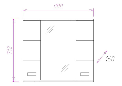 Зеркальный шкаф Onika БАЛТИКА 80.01 208024 Зеркальный шкаф Onika БАЛТИКА 80.01 208024