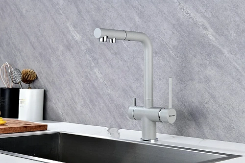 Смеситель для кухни Paulmark SERPENTINE серый дым Se213222-GRS Смеситель для кухни Paulmark SERPENTINE серый дым Se213222-GRS