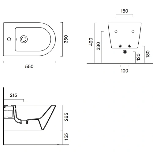 Биде подвесное Catalano Zero 0118551001 55x35 белый глянцевый Биде подвесное Catalano Zero 0118551001 55x35 белый глянцевый