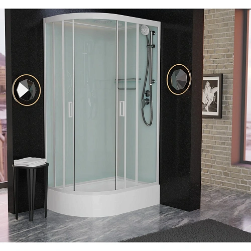 Душевая кабина Frank F412/1R правосторонняя White белый профиль 120x80 129009 Душевая кабина Frank F412/1R правосторонняя White белый профиль 120x80 129009