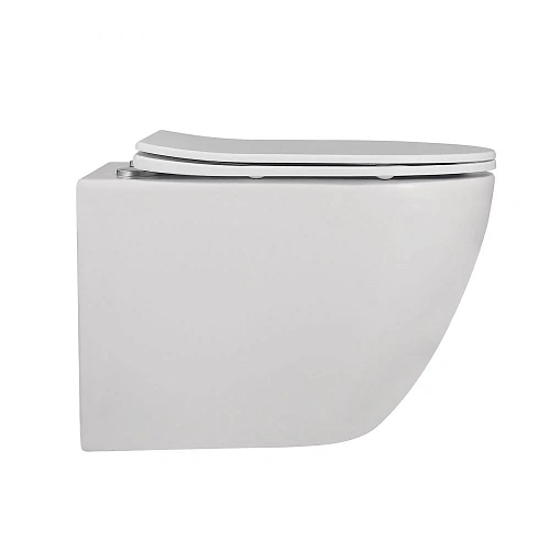 Унитаз подвесной ABBER Bequem AC1100MW белый матовый, безободковый с крышкой микролифт Унитаз подвесной ABBER Bequem AC1100MW белый матовый, безободковый с крышкой микролифт