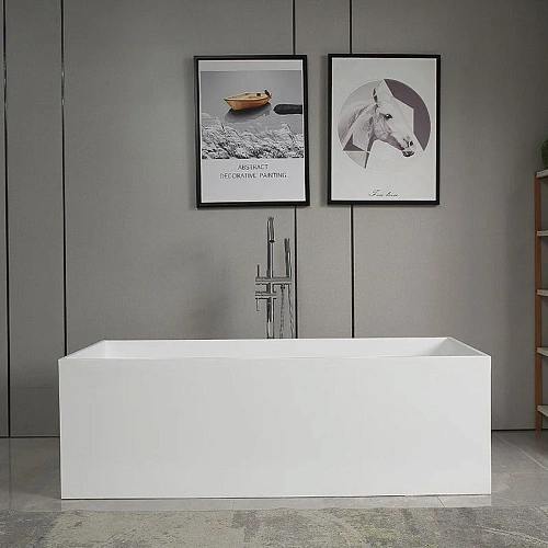 Ванна отдельностоящая ABBER AS9642-1.8 180x76 универсальная, белая матовая, искусственный камень Ванна отдельностоящая ABBER AS9642-1.8 180x76 универсальная, белая матовая, искусственный камень