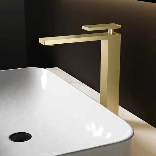 Смеситель для раковины Vincea Dice VBF-2DS2BG однорычажный, брашированное золото Смеситель для раковины Vincea Dice VBF-2DS2BG однорычажный, брашированное золото