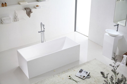 Ванна отдельностоящая ABBER AS9642-1.8 180x76 универсальная, белая матовая, искусственный камень Ванна отдельностоящая ABBER AS9642-1.8 180x76 универсальная, белая матовая, искусственный камень