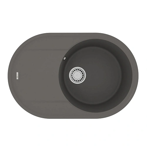 Кухонная мойка Lemark LACHA 760 врезная овальная из кварцгранита, с крылом, серый шелк 9910059 Кухонная мойка Lemark LACHA 760 врезная овальная из кварцгранита, с крылом, серый шелк 9910059