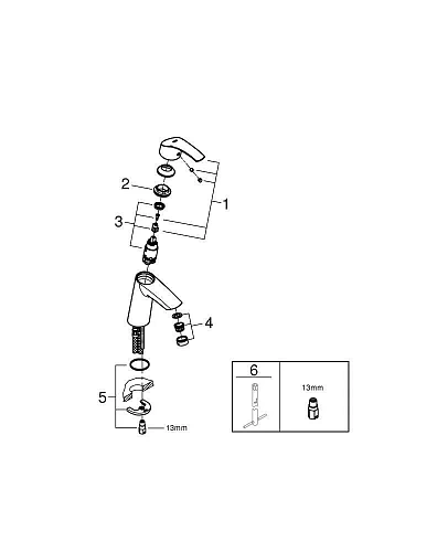 Смеситель для раковины GROHE Eurosmart, средний излив, хром (23324001) Смеситель для раковины GROHE Eurosmart, средний излив, хром (23324001)