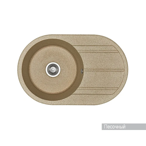 Кухонная мойка Aquaton Амира 1A712932AI220 из литого мрамора, круглая, с крылом песочная Кухонная мойка Aquaton Амира 1A712932AI220 из литого мрамора, круглая, с крылом песочная