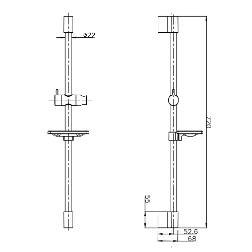 Душевая штанга AQUAme AQM8203MB 640мм с мыльницей, Черный AQM8203B Душевая штанга AQUAme AQM8203MB 640мм с мыльницей, Черный AQM8203B