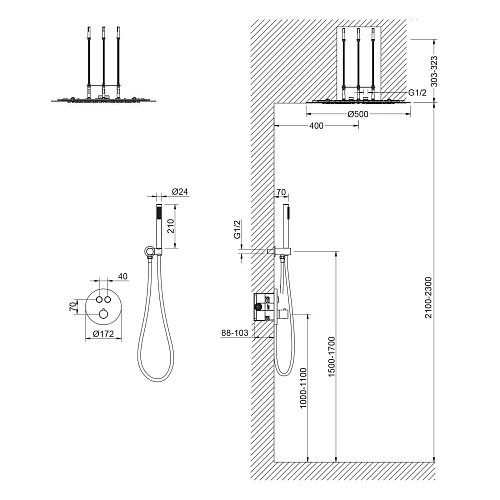 Душевая система Timo Saona SX-2370/17SM встраиваемая с термостатом золото матовое Душевая система Timo Saona SX-2370/17SM встраиваемая с термостатом золото матовое