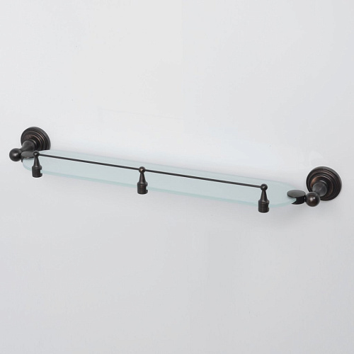 Полка WasserKRAFT Isar K-7344 стеклянная с бортиком темная бронза Полка WasserKRAFT Isar K-7344 стеклянная с бортиком темная бронза