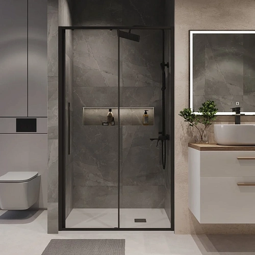 Душевая дверь Niagara Nova NG-84-12AB (120x195) черный матовый, стекло прозрачное Душевая дверь Niagara Nova NG-84-12AB (120x195) черный матовый, стекло прозрачное