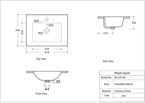 Раковина Aquanet Flow 60 00347429 Раковина Aquanet Flow 60 00347429
