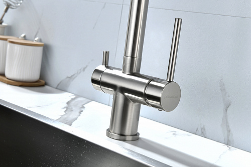 Смеситель для кухни Paulmark SERPENTINE брашированная сталь Se213222-BS Смеситель для кухни Paulmark SERPENTINE брашированная сталь Se213222-BS