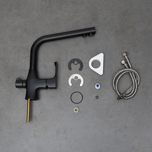 Смеситель для кухни Lemark Ursus LM7258BL с подключением к фильтру, черный матовый Смеситель для кухни Lemark Ursus LM7258BL с подключением к фильтру, черный матовый