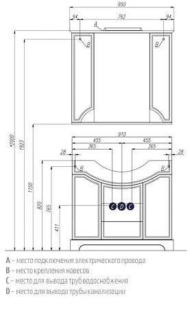 Зеркальный шкаф Aquaton Элен 95 белый 1A218602EN010 Зеркальный шкаф Aquaton Элен 95 белый 1A218602EN010