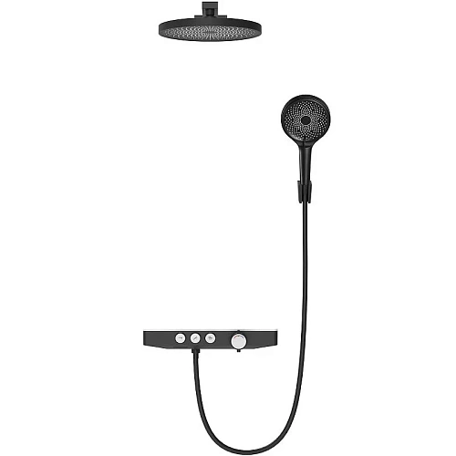 Душевая система BERGES MORANS 075004 с изливом и термостатом, черный матовый Душевая система BERGES MORANS 075004 с изливом и термостатом, черный матовый