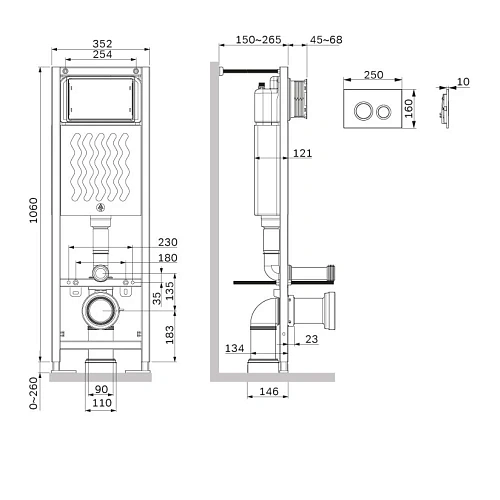 Инсталляция для унитаза AM.PM ErgoFit I012711.0151 ErgoFit с клавишей пластик, хром глянцевый Инсталляция для унитаза AM.PM ErgoFit I012711.0151 ErgoFit с клавишей пластик, хром глянцевый