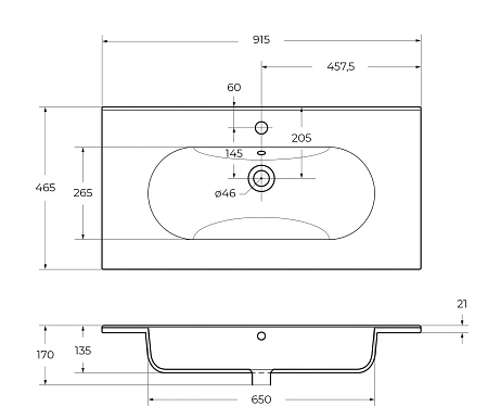 Раковина BelBagno LOVE LOV-900-LVB 910x460 Раковина BelBagno LOVE LOV-900-LVB 910x460