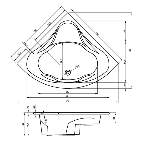 Акриловая ванна Riho Neo BC3500500000000 150х150 Акриловая ванна Riho Neo BC3500500000000 150х150