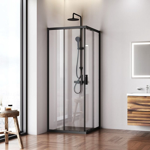 Душевой уголок AM.PM Gem W90G-403-8080-BT 80x80 черный матовый, стекло прозрачное Душевой уголок AM.PM Gem W90G-403-8080-BT 80x80 черный матовый, стекло прозрачное