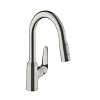 Смеситель для кухни Hansgrohe 180, с вытяжным душем, 2jet 71801800, под сталь