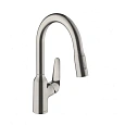 Смеситель для кухни Hansgrohe 180, с вытяжным душем, 2jet 71801800, под сталь Смеситель для кухни Hansgrohe 180, с вытяжным душем, 2jet 71801800, под сталь
