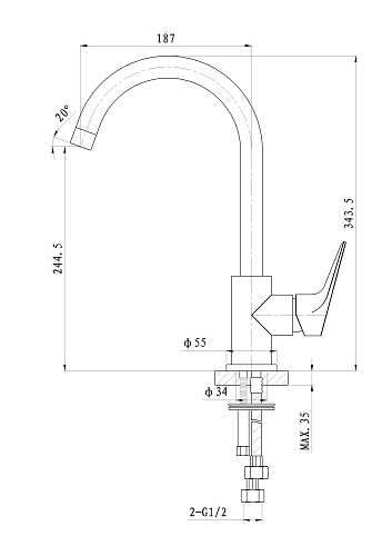 Смеситель для кухни Wonzon & Woghand Balance, хром (WW-052101-CR) Смеситель для кухни Wonzon & Woghand Balance, хром (WW-052101-CR)