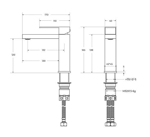 Смеситель для раковины CEZARES SLIDER-LS-IN с донным клапаном, сатин Смеситель для раковины CEZARES SLIDER-LS-IN с донным клапаном, сатин