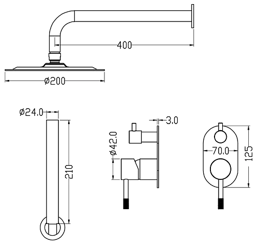 Душевая система Boheme Uno 464-GM Gunmetal Душевая система Boheme Uno 464-GM Gunmetal
