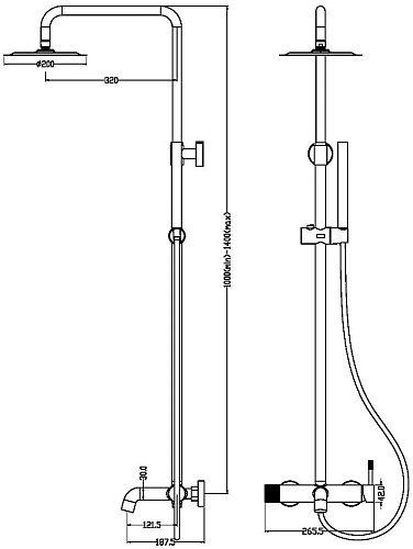 Душевая система Boheme Uno MattWhite, верхний душ латунь 468-MW Душевая система Boheme Uno MattWhite, верхний душ латунь 468-MW