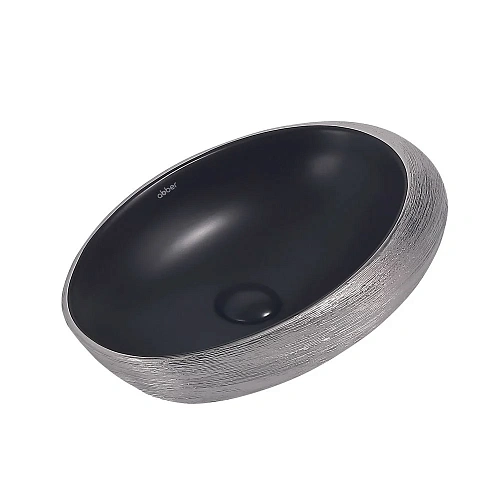 Раковина ABBER Bequem AC2107BS накладная, черная матовая с серебром Раковина ABBER Bequem AC2107BS накладная, черная матовая с серебром