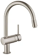 Смеситель для кухни GROHE Minta с выдвижным C-изливом, хром (32918DC0) Смеситель для кухни GROHE Minta с выдвижным C-изливом, хром (32918DC0)