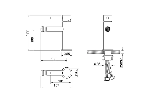 Смеситель для биде Aquatek Европа AQ1318BGM черный хром шлифованный Смеситель для биде Aquatek Европа AQ1318BGM черный хром шлифованный