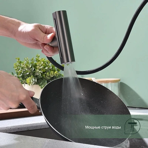 Смеситель для кухни Splenka S206.49.09 с выдвижным изливом, графит Смеситель для кухни Splenka S206.49.09 с выдвижным изливом, графит