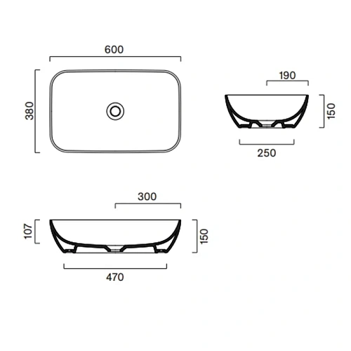 Раковина Catalano Green 0422610001 накладная 60x38, белый глянцевый Раковина Catalano Green 0422610001 накладная 60x38, белый глянцевый
