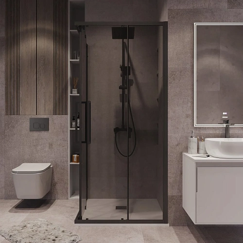 Душевой уголок GROSSMAN Cosmo 300.K33.02.8080.21.10 (80x80x195) квадрат,раздвижн,черн матов.,стекло тонирован Душевой уголок GROSSMAN Cosmo 300.K33.02.8080.21.10 (80x80x195) квадрат,раздвижн,черн матов.,стекло тонирован